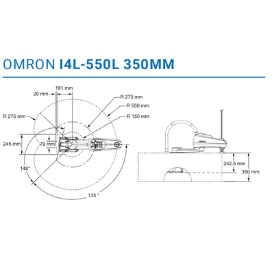 Ρομπότ υψηλής ταχύτητας ρομπότ Scara άξονα OMRON I4-450L 4 για τη βιομηχανία 3C