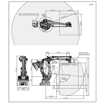 Ρομπότ CP180 6 ωφέλιμο φορτίο 3255mm Kawasaki βραχιόνων 180KG ρομπότ άξονα θέση επιλογών προσιτότητας με την πένσα