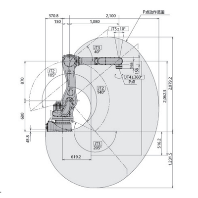 Ρομπότ RD080N Cnc 6 Kawasaki ρομποτικός βραχίονας άξονα για Palletizing με το ωφέλιμο φορτίο 80KG