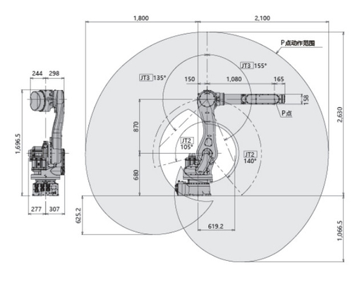 Kawasaki 6 βραχίονας RS080 ρομπότ άξονα με την πένσα για το χειρισμό Palletizing της απαλοιφής σίτισης
