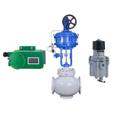 Βαλβίδα ελέγχου ροής με Foxboro SRD998 Valve Positioner και Fisher 67CFR Filter Regulator