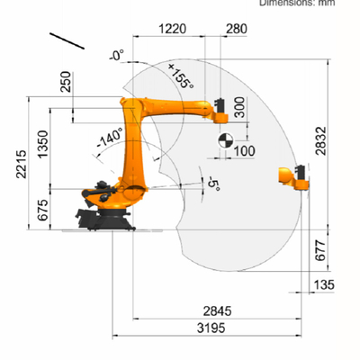 KUKA KR 180 R3200 PA Χρήσιμο φορτίο 180kg με GNGBS Robot Gripper για εργοστάσια ως ρομπότ παλετοποίησης