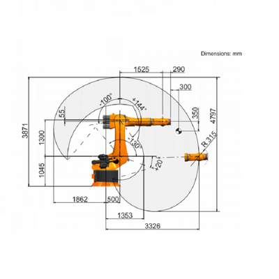 KUKA KR 240 R3330 Ρομπότ παλλέτισης με CNGBS γραμμικό σιδηρόδρομο οδηγού ως αυτόματο φορτίο μηχανής 240kg Ρομπότ βραχίονα