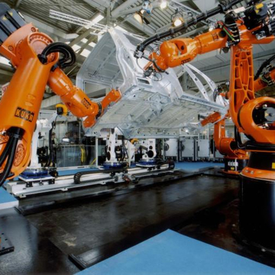 KUKA KR 240 R3330 Ρομπότ παλλέτισης με CNGBS γραμμικό σιδηρόδρομο οδηγού ως αυτόματο φορτίο μηχανής 240kg Ρομπότ βραχίονα