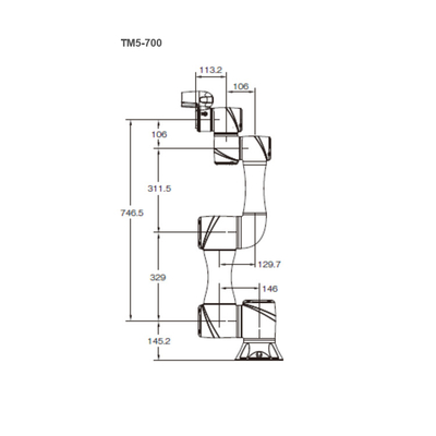TM5-700 Cobot με 700MM εμβέλεια και 6KG χειριστή φορτίου για Mini Robot ως συνεργατικό ρομπότ