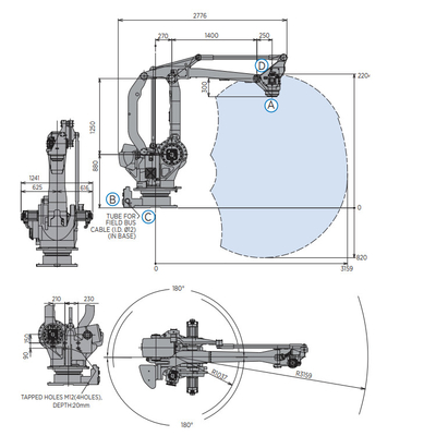 Βιομηχανικό ρομπότ YASKAWA MPL160II με ρομποτικό βραχίονα με ωφέλιμο φορτίο 160KG για παλετοποίηση