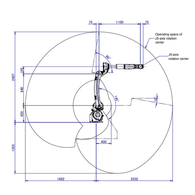 M-10iD / 8L Fanuc Robot Arm με 2032MM Reach Of 6 Axis Robot Arm με CNGBS Dressing Pack για συγκόλληση