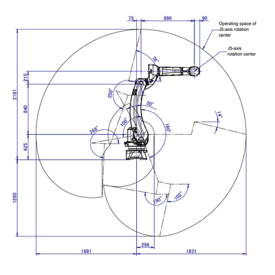 FANUC Ρομπότ 6 άξονων Βιομηχανικό Ρομπότ M-20iD/25 με CNGBS Positioner συγκόλλησης για συγκόλληση