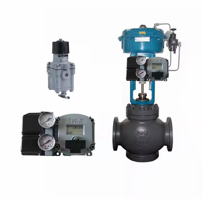 DN250 Πνευματικές βαλβίδες ελέγχου με SVI2-21123121 Masoneilan ψηφιακό ελεγκτή θέσης βαλβίδας και 78-40 ρυθμιστή φίλτρου