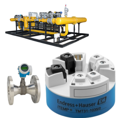 Decompression and cooling station equipped with an Endress+Hauser Proline Prowirl R 200 vortex flowmeter and an ITEMP TMT31 temperature transmitter