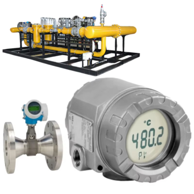 Pressure/flow control device with Endress+Hauser Proline Prowirl D 200 vortex flowmeter and ITEMP TMT188 temperature transmitter