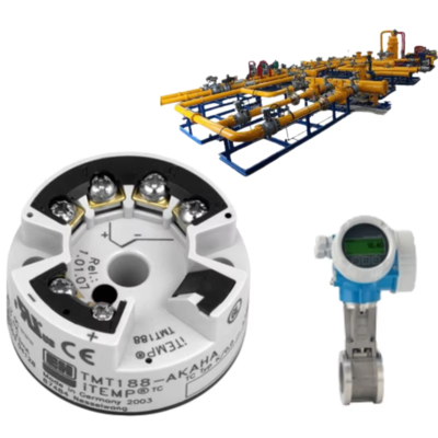 Pressure/flow control device with Endress+Hauser Proline Prowirl D 200 vortex flowmeter and ITEMP TMT188 temperature transmitter