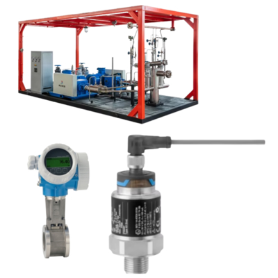 Natural gas valve assembly with Endress+Hauser Proline Prowirl D 200 vortex flowmeter and Cerabar PMC21 pressure transmitter sensor