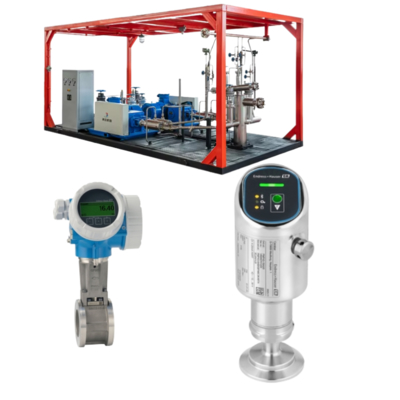 Pressure reducing and temperature station with Endress+Hauser Proline Prowirl D 200 vortex flowmeter and Cerabar PMP43 pressure transmitter
