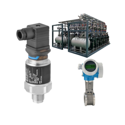 Pressure/flow control unit with Endress+Hauser Proline Prowirl D 200 vortex flowmeter and Cerabar PMC11 pressure transmitter