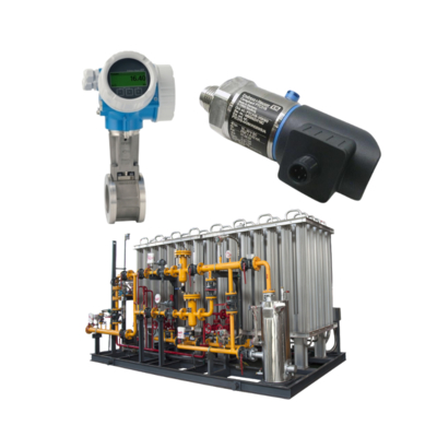 Pressure reducing regulator with Endress+Hauser Proline Prowirl D200 vortex flowmeter and Cerabar PTC31B temperature transmitter