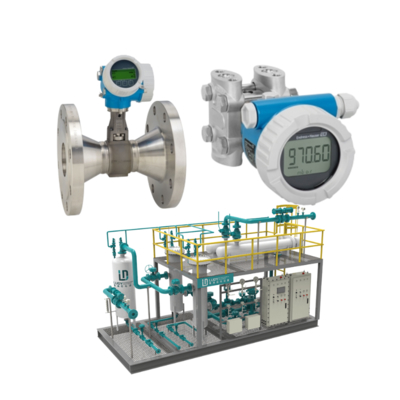 Flow control valve assembly with Endress+Hauser Proline Prowirl R 200 vortex flowmeter and Deltabar PMD55B pressure transmitter.