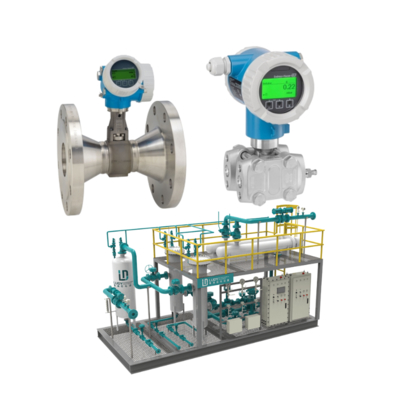 Pressure reducing and temperature station equipped with an Endress+Hauser Deltabar Proline Prowirl R200 vortex flowmeter and a PMD75B pressure transmitter.