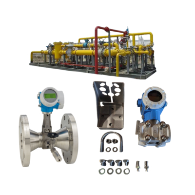 Pressure reducing and temperature station equipped with an Endress+Hauser Deltabar Proline Prowirl R200 vortex flowmeter and a PMD75B pressure transmitter.