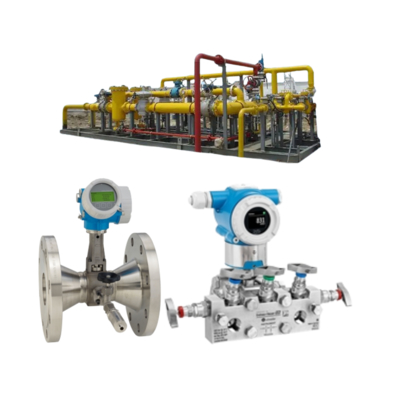 Pressure/flow control unit with Endress+Hauser Proline Prowirl R 200 flowmeter and Deltabar PMD50 differential pressure transmitter.