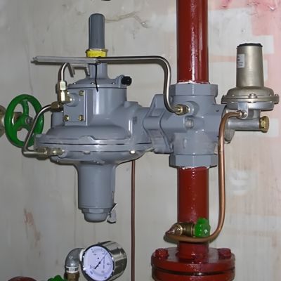 Natural Gas Industrial Boilers Pressure Control Valve Fisher 299H Series Pressure Reducing Regulators Pilot Operated Flanged