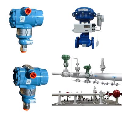 Ραντάρ μη επαφής πομπού επιπέδου Rosemount 3408 με φλάντζα που χρησιμοποιείται σε δεξαμενή αποθήκευσης και βαλβίδα ελέγχου Spiraxsarco για σωλήνα