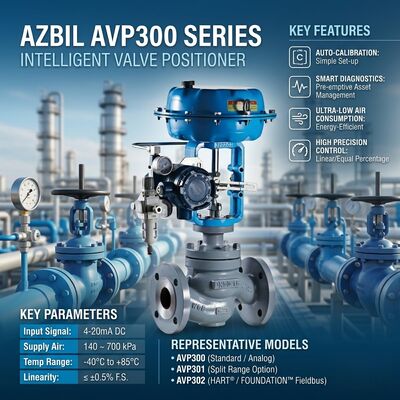 Αζμπίλ AVP307 Ψηφιακός τοποθετητής βαλβίδων με επικοινωνία HART 4-20 mA DC εισροή και περίβλημα IP65