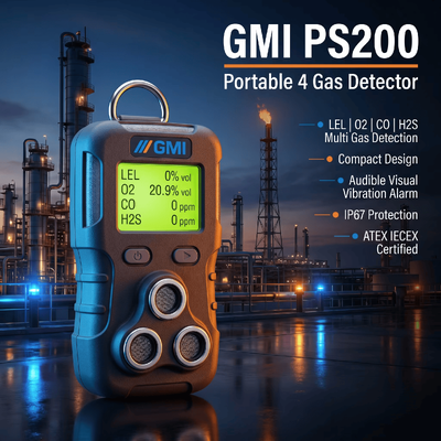 GMI PS200 PS500 Προσωπικός ανιχνευτής αερίου φορητός 4 αισθητήρας αερίου Νιχνευτής ασφάλειας αερίου πετρελαίου Νιχνευτής αερίου