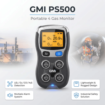 GMI PS200 PS500 Φορητός ανιχνευτής αερίων H2S CO O2 Ανιχνευτής καυσίμων αερίων Βιομηχανική ασφάλεια ανιχνευτής αερίων