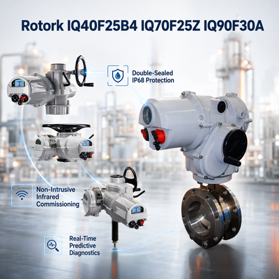 Νέος Rotork IQ40F25B4 IQ70F25Z IQ90F30A Νέος έξυπνος ενεργοποιητής ηλεκτρικής βαλβίδας πολλαπλών στροφών, 1000-2000Nm, IP68 μη επεμβατικός
