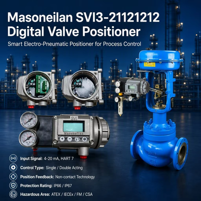 Προσδιοριστής Θέσης Βαλβίδας Masoneilan SVI3-21121212 Προηγμένη Διάγνωση IP66 Μονής Ενέργειας Οθόνη LCD 4-20 mA HART 7
