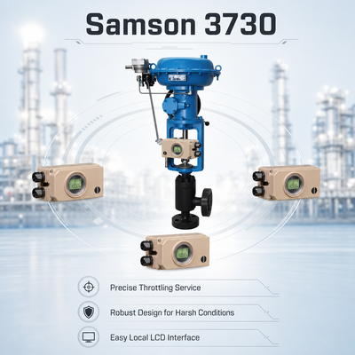 Samson 3730 Έξυπνος Ελεγκτής Θέσης Βαλβίδας HART Ψηφιακός Πνευματικός Ελεγκτής Ενεργοποιητή Σύστημα Σφαίρας/Σφαιρικής Βαλβίδας Χάλυβα για Πετρέλαιο, Φυσικό Αέριο και Επεξεργασία Νερού
