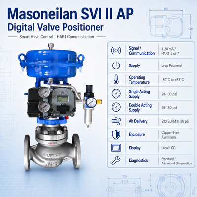 Στοιχείο Masoneilan Ελέγχου Βαλβίδας Positioner SVI2 HART SVI II AP Advanced Performance Ψηφιακό Βαλβίδας Positioner