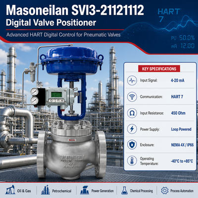 Ελεγκτής έξυπνης βαλβίδας Masoneilan SVI3-21121212 SVI3-21121112 μονής ενέργειας HART πνευματικός ενεργοποιητής ελεγκτής θέσης βαλβίδας