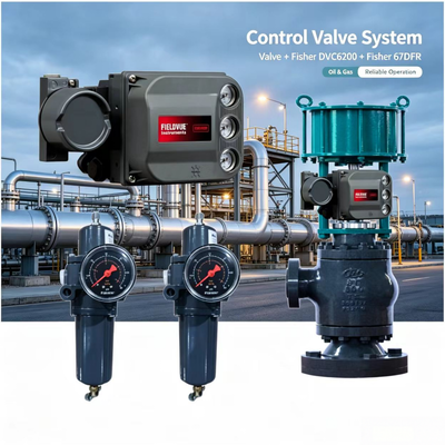Fi sher DVC6200 Digital Valve Controller with 67DFR Filter Regulator for Precise Pneumatic Control