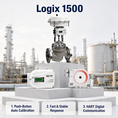 Logix 1500 Έξυπνος Ψηφιακός Ελεγκτής Θέσης Βαλβίδας Πρωτοκόλλου HART 4 20mA IP67 Ηλεκτροπνευματικός Έλεγχος Ροής Βιομηχανία Πετρελαίου Χημικών
