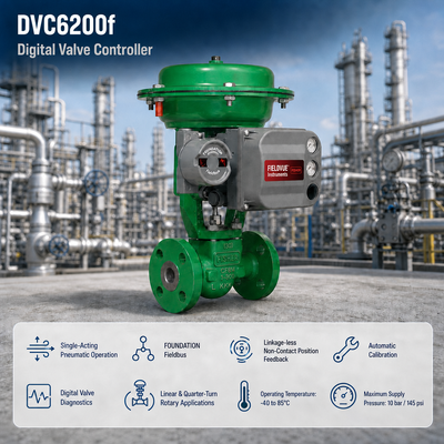 FD DVC6200F Ψηφιακός Ελεγκτής Βαλβίδας Μονής Ενέργειας FOUNDATION Fieldbus Έξυπνος Τοποθετητής Βαλβίδας