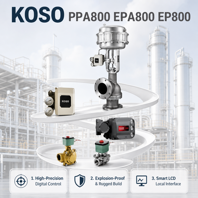 KOSO έξυπνη συσκευή θέσης βαλβίδας PPA800 EPA800 EP800 ηλεκτροπνευματική OEM υψηλής ακρίβειας 140 700kPa Πετροχημική βιομηχανία
