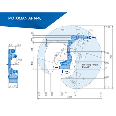 βραχίονας ρομπότ οξυγονοκολλητών AR1440 Yaskawa τόξων ωφέλιμων φορτίων 1440mm 12kg