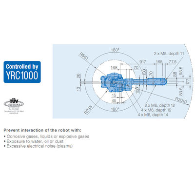 Ωφέλιμο φορτίο 2010mm Yaskawa GP25-12 12kg βραχίονας ρομπότ 6 άξονα