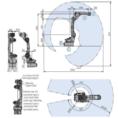 Βιομηχανικός βραχίονας GP12 YASKAWA ρομπότ με το βιομηχανικό ελεγκτή ρομπότ YRC1000 για τη imaterial συγκόλληση andg που δίνει
