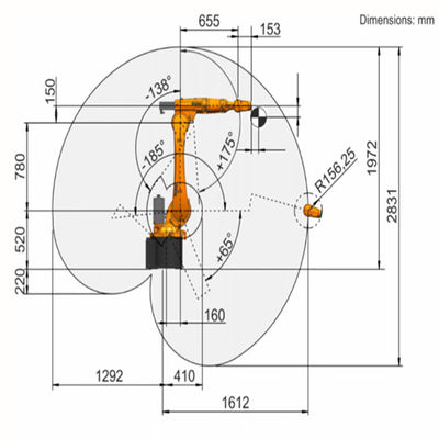 Προσιτότητα ωφέλιμων φορτίων 20Kg KR16 r1610-2 1612mm βραχίονας ρομπότ συγκόλλησης