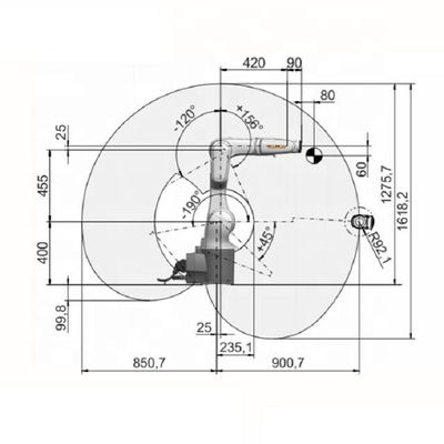 KR 6 r900-2 προσιτότητα 901mm ωφέλιμων φορτίων 6.7kg ρομποτική συγκόλληση 6 άξονα