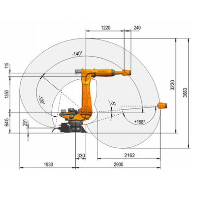 KR 240 r2900-2 προσιτότητα 2900mm ωφέλιμων φορτίων 313kg ρομπότ συγκόλλησης σημείων 6 άξονα