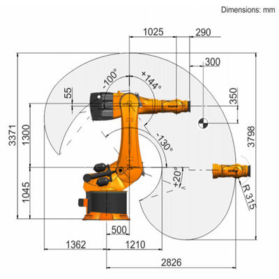 KR 600 προσιτότητα 2826mm ωφέλιμων φορτίων 729kg R2830 Palletizing 6 άξονα ρομπότ