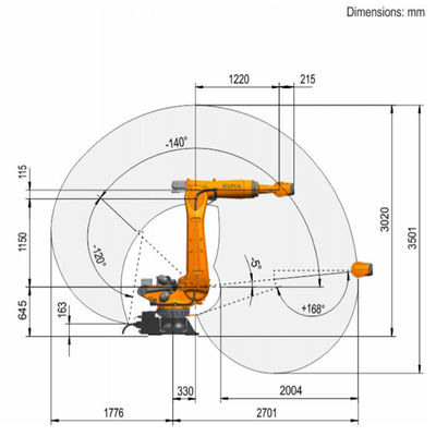 KR 210 r2700-2 Φ 6 προσιτότητα 2701mm ωφέλιμων φορτίων 275kg άξονα να τοποθετήσει πατωμάτων ρομπότ χειρισμού