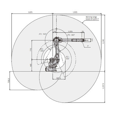 RS010L το ωφέλιμο φορτίο 10kg φθάνει σε 1925mm ρομπότ συσκευασίας μεγάλου συμπαγές σχεδίου 6 άξονα