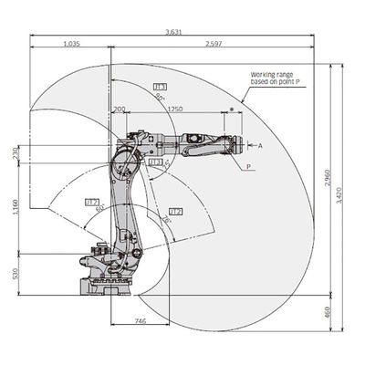 BX200L 6 το ωφέλιμο φορτίο 200kg άξονα φθάνει στο ρομπότ συγκόλλησης σημείων υψηλής ταχύτητας 2597mm