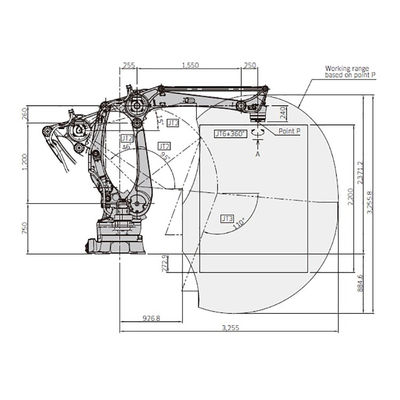 CP180L 4 το ωφέλιμο φορτίο 160kg άξονα φθάνει Palletizing υψηλής ταχύτητας 3255mm στο ρομπότ