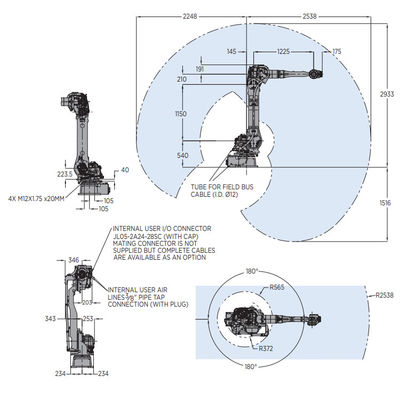 6 βραχίονας GP35L ρομπότ Aixs με το ωφέλιμο φορτίο 35KG ως εξοπλισμό βιομηχανικών ρομπότ και υλικού χειρισμού